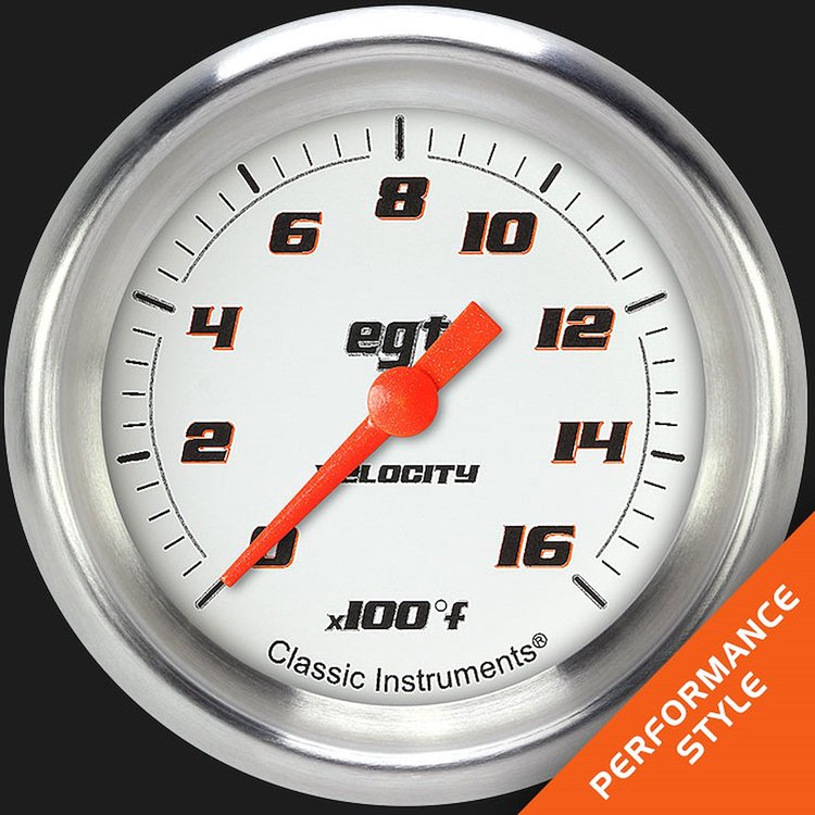 VS398WAPF Velocity White 2 5/8in. Exhaust Gas Temp. Gauge