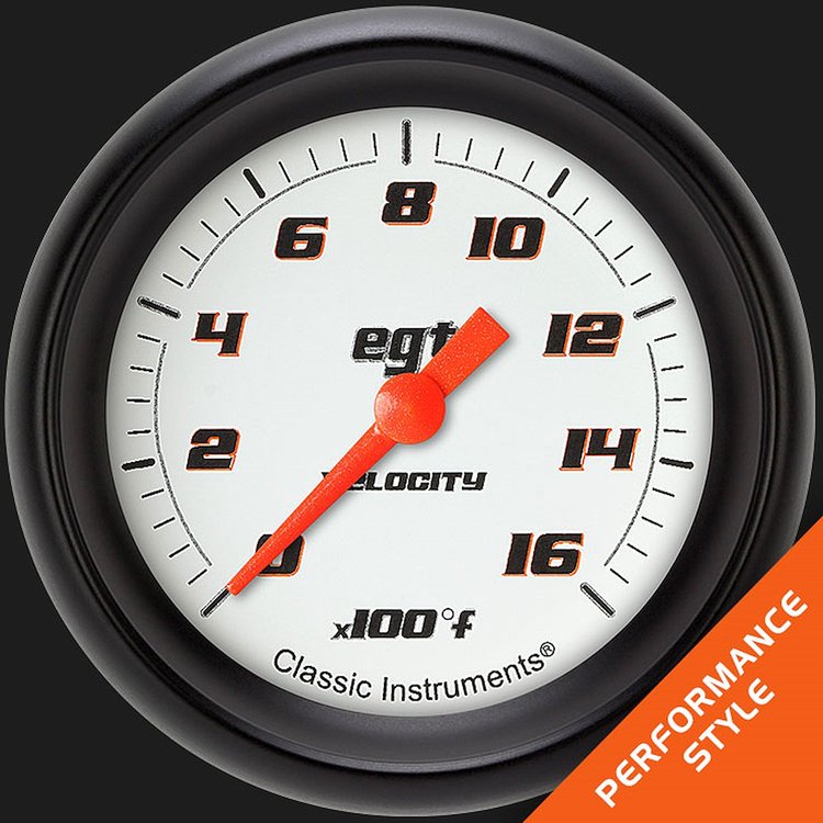 VS398WBPF Velocity White 2 5/8in. Exhaust Gas Temp. Gauge