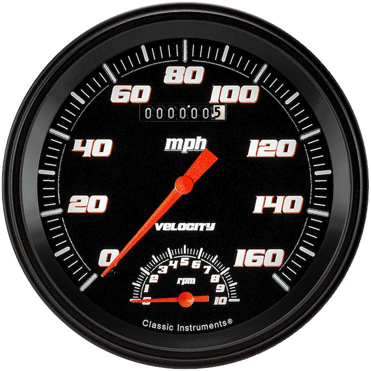 Speedtachular Speedometer/Tachometer Combo Velocity Black Style