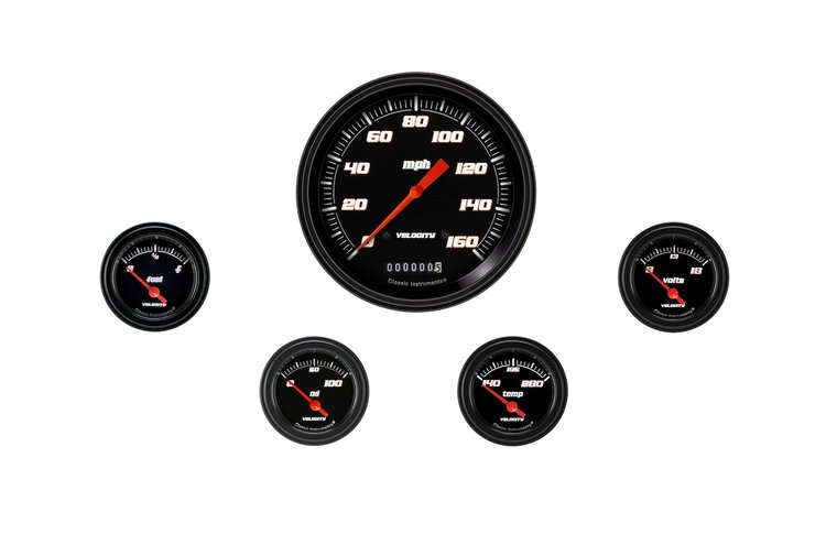 Velocity Black Series 5-Gauge Set 4-5/8" Electrical Speedometer (160 mph)