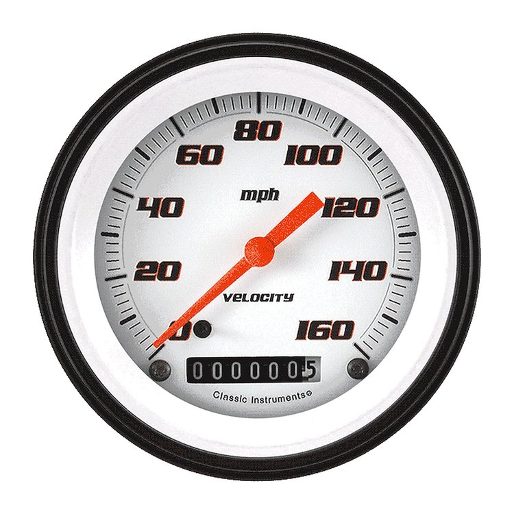 Velocity White Series Speedometer 3-3/8" Electrical