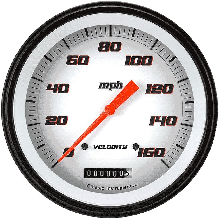 Velocity White Series Speedometer 4-5/8" Electrical