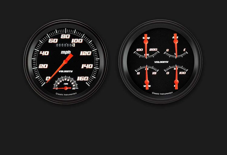 Velocity Black Series 2-Gauge Set 4-5/8" Electrical Speedtachular Gauge