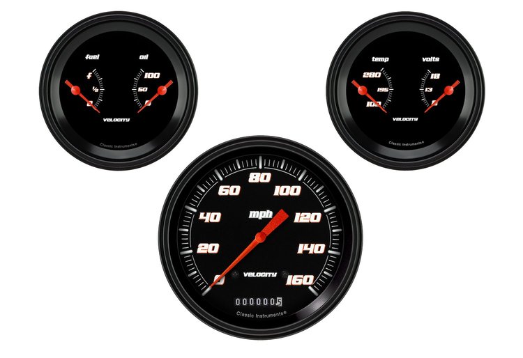 VS64BBLF Velocity Black Series Three Gauge Set