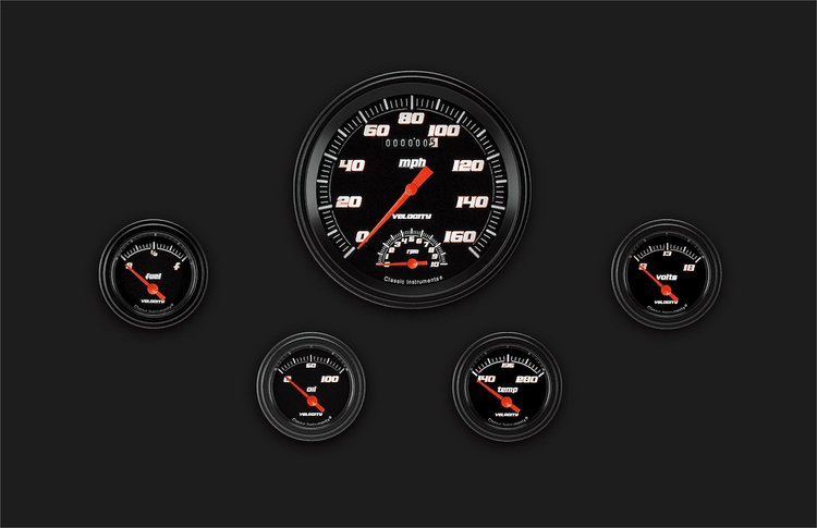 Velocity Black Series 5-Gauge Set 4-5/8" Electrical Speedtachular Gauge
