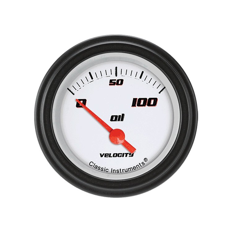 Velocity White Series Oil Pressure Gauge 2-1/8" Electrical