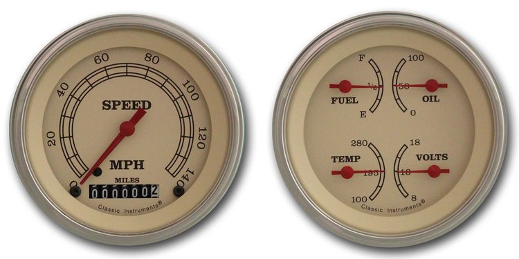 Vintage Series 2-Gauge Set 3-3/8" Electrical Speedometer (140 mph)