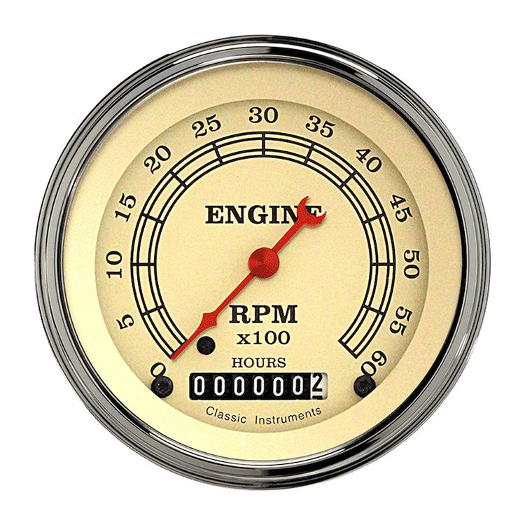Vintage Series Tachometer with Hourmeter 3-3/8" Electrical