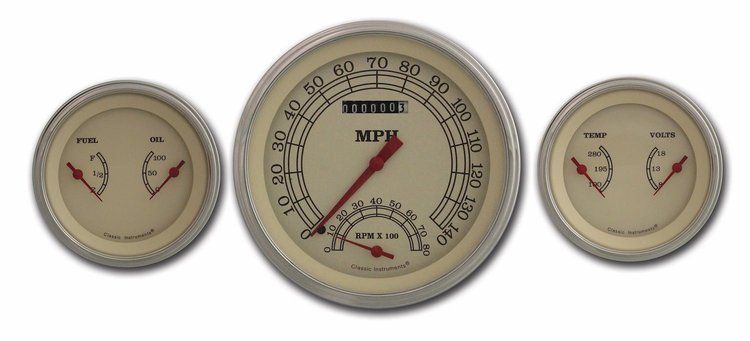 Vintage Series 3-Gauge Set 4-5/8" Electrical Speedtachular Gauge
