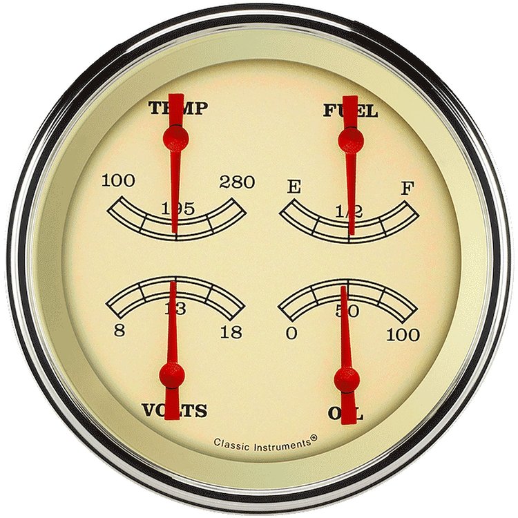 Vintage Series Quad Gauge 4-5/8" Electrical Includes: