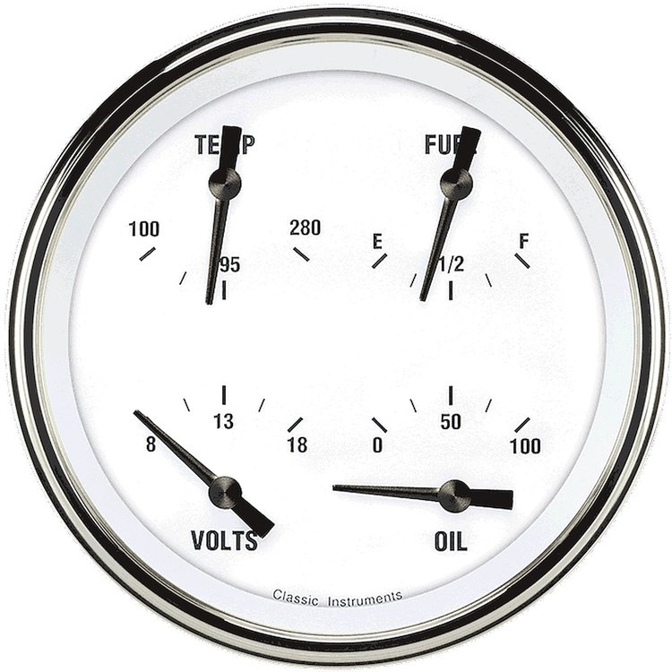 White Hot Series Quad Gauge 4-5/8" Electrical Includes: