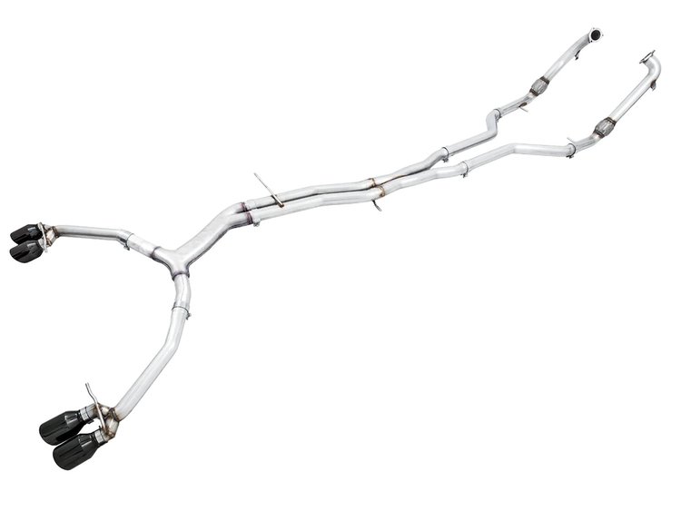 Non-Res Track Exhaust for Audi B9 S5 Sportback - Non-Resonated - Diamond Black 102mm Tips