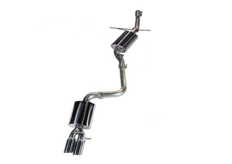 Touring Edition Exhaust for B8 A4 2.0T - Single Side, Polished Silver Tips