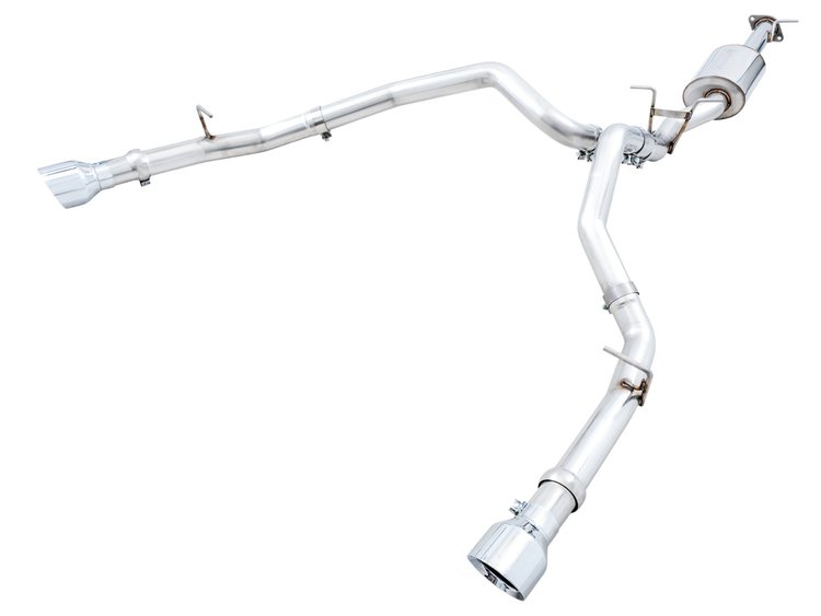 0FG Dual Rear Exit Cat-back Exhaust for 5th Gen RAM 1500 5.7L (with bumper cutouts) - Chrome Silver Tips