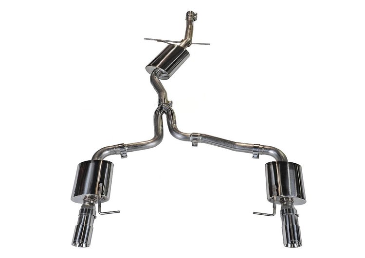 Touring Edition Exhaust for B8 A4 2.0T - Dual Outlet, Polished Silver Tips