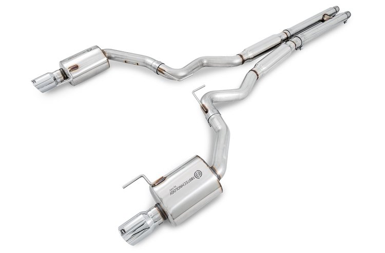 Touring Catback Exhaust for S550 Mustang GT - Dual Tip - Chrome Silver Tips