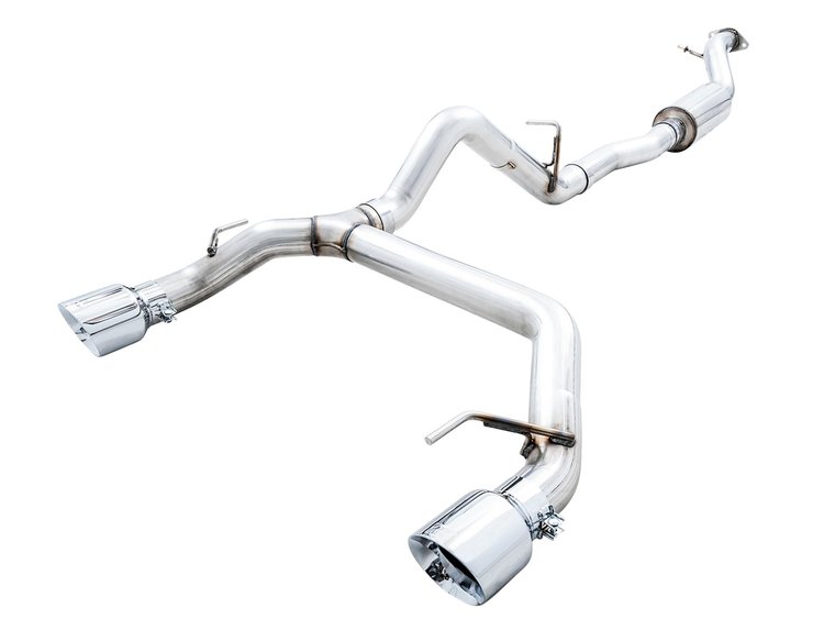 AWE 0FG Catback Exhaust for Ford Bronco with BashGuard - Dual 4.5" Chrome Silver Tips