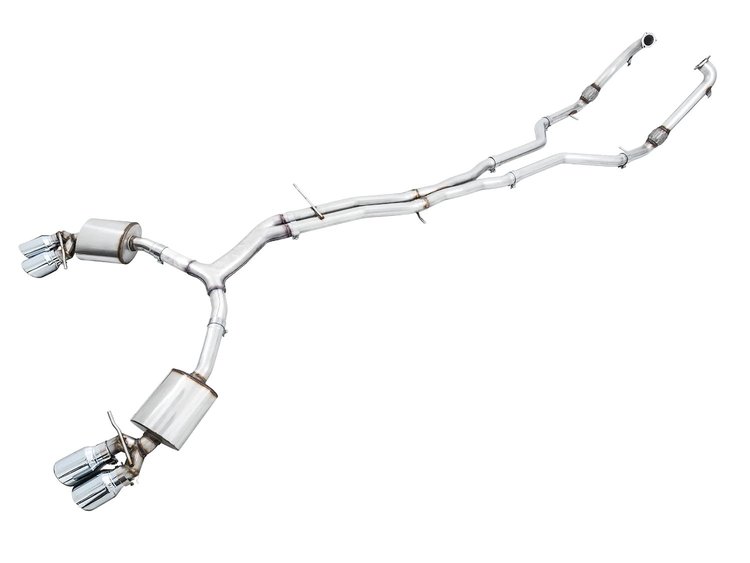 AWE Touring Edition Exhaust for Audi B9 S5 Sportback - Non-Resonated - Chrome Silver 102mm Tips
