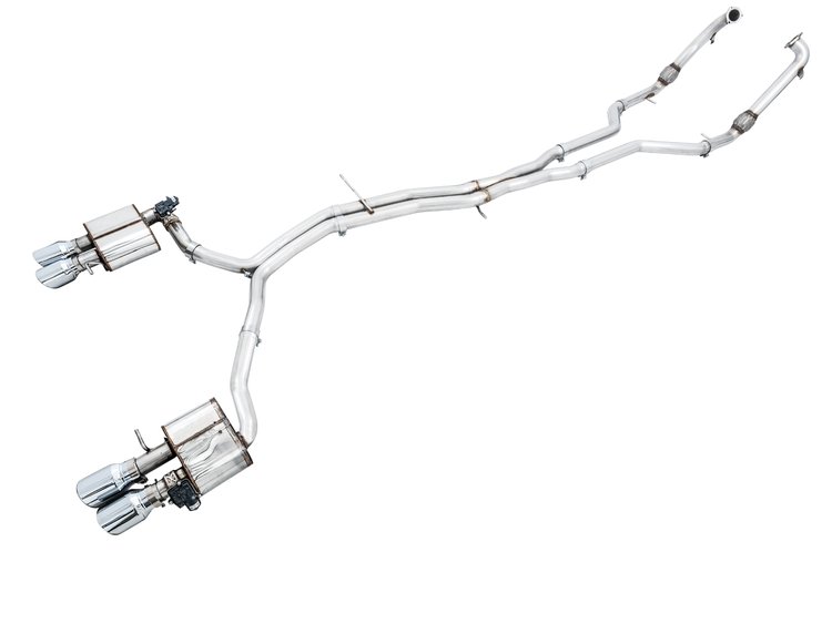 AWE SwitchPath Exhaust for Audi B9 S5 Coupe - Non-Resonated - Chrome Silver 90mm Tips