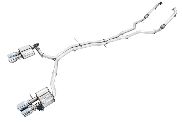 AWE SwitchPath Exhaust for Audi B9 S5 Coupe - Non-Resonated - Chrome Silver 102mm Tips