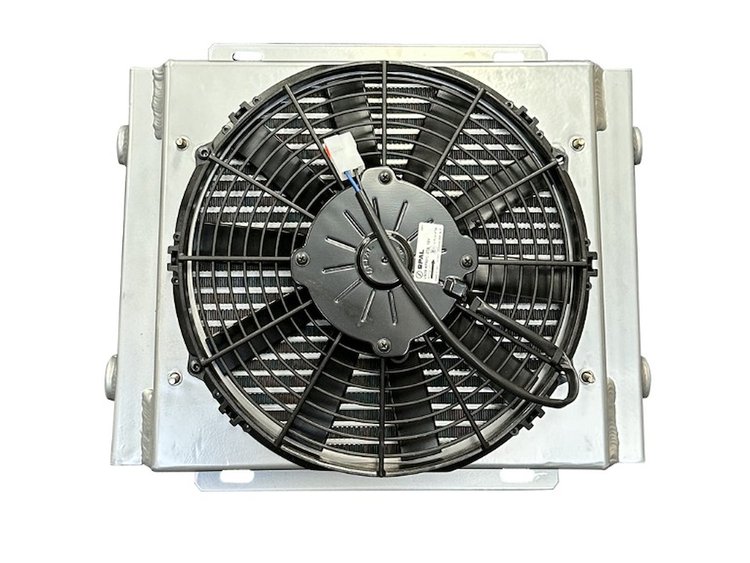 OGEN.DB-30612.SP.F Single-Pass Bar-Plate 612/613 Series Oil Cooler, 15 in. x 11.75 in. x 4.75 in., w/ 11 in. Spal Fan