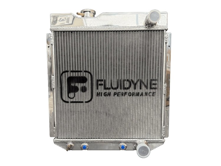 RFD.3R2021.A 3-Row Aluminum Radiator, 1964-1966 Ford Mustang/Falcon, Automatic, Polished, 20 in. x 21 in.