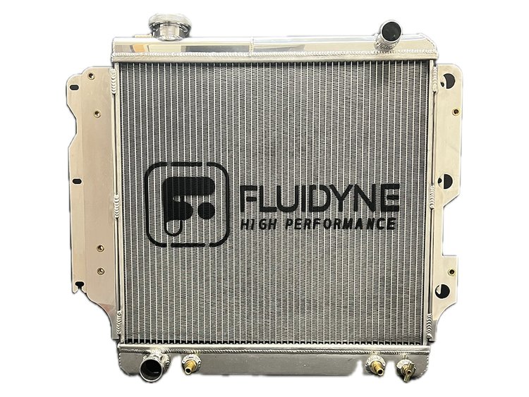 RJP.2R2624.A 2-Row Aluminum Radiator, 1987-2006 Jeep Wrangler YJ/TJ L4/L6, Automatic, 26 in. x 24 in., Polished