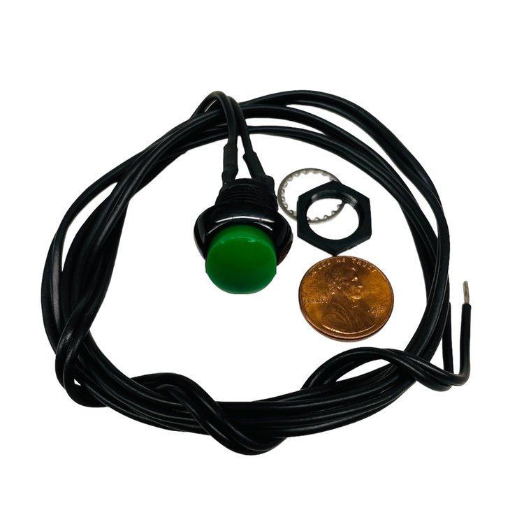 3109-3GRN Momentary Push Button [With Wire, Green]