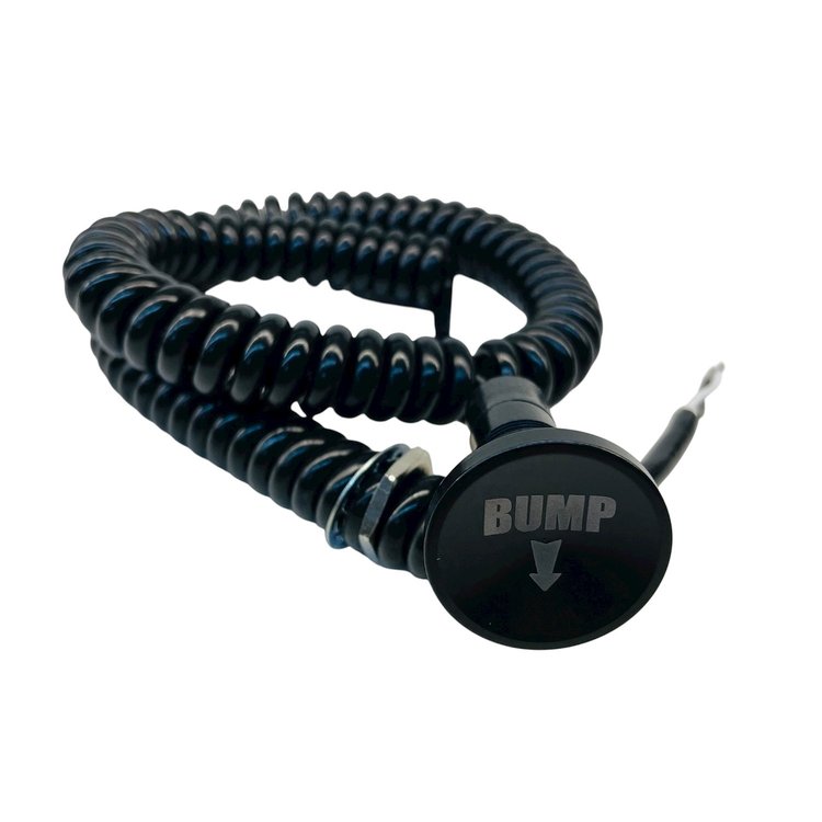 3109-CBLK-BD Shredder Bump Down Button [Black Engraved, Billet Aluminum, Concave, Momentary, Push Button Switch, Corded]