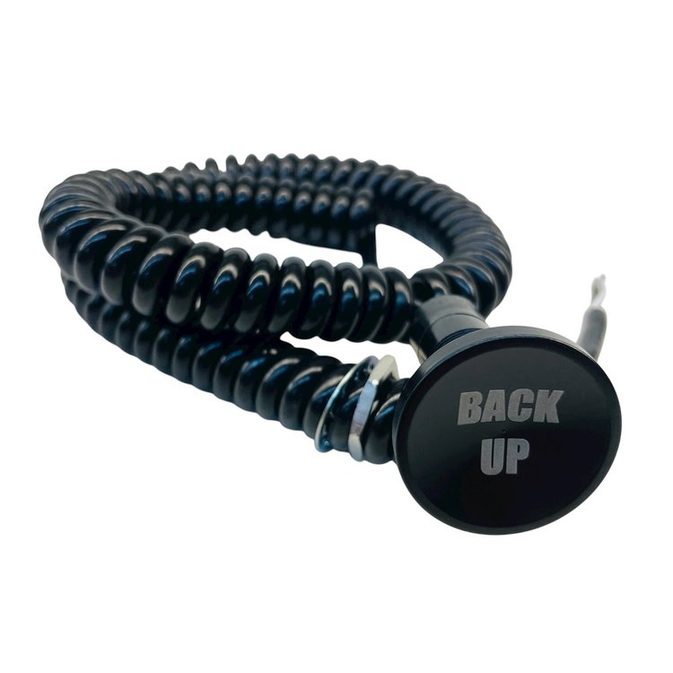 3109-CBLK-RV Shredder Reverse Button [Black Engraved, Billet Aluminum, Concave, Momentary, Push Button Switch, Corded]