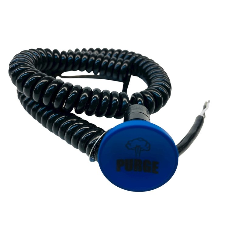 3109-CBLU-PG Shredder Purge Button [Blue Engraved, Billet Aluminum, Concave, Momentary, Push Button Switch, Nitrous, Corded]