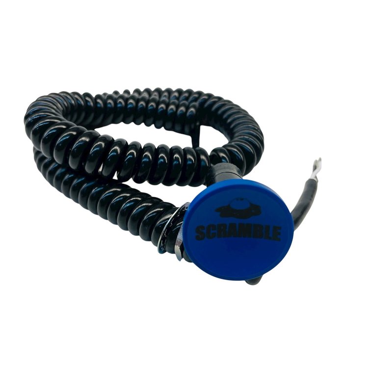 3109-CBLU-SB Shredder Scramble Boost Button [Blue Engraved, Billet Aluminum, Concave, Momentary, Push Button Switch, Corded]