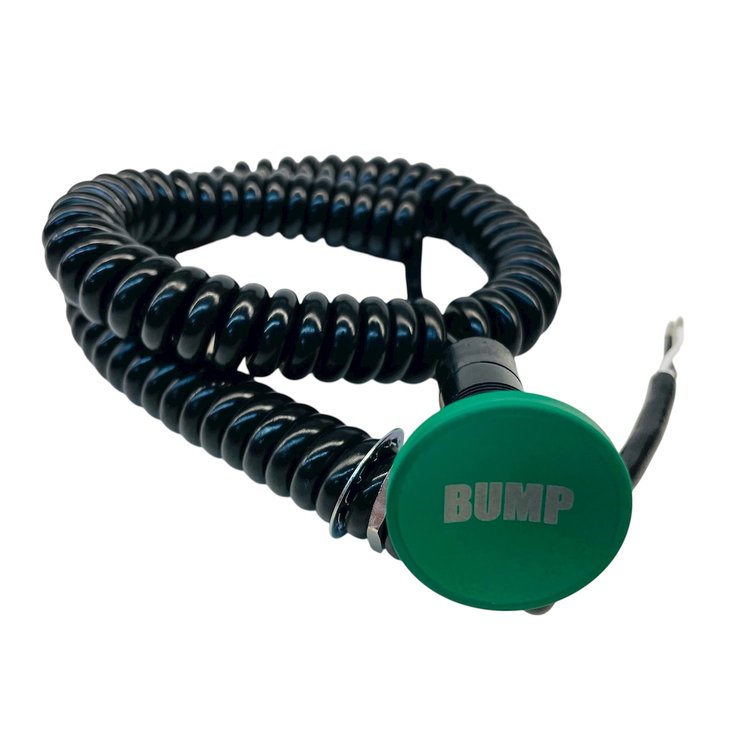 3109-CGRN-BB Shredder Bump Box Button [Green Engraved, Billet Aluminum, Concave, Momentary, Push Button Switch, Corded]