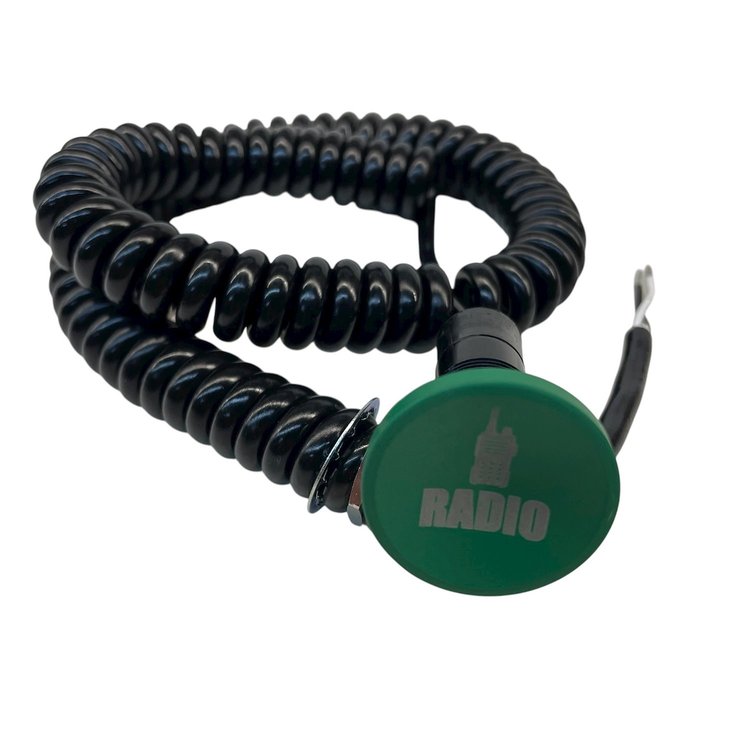 3109-CGRN-RR Shredder Racing Radio Button [Green Engraved, Billet Aluminum, Concave, Momentary, Push Button Switch, Corded]
