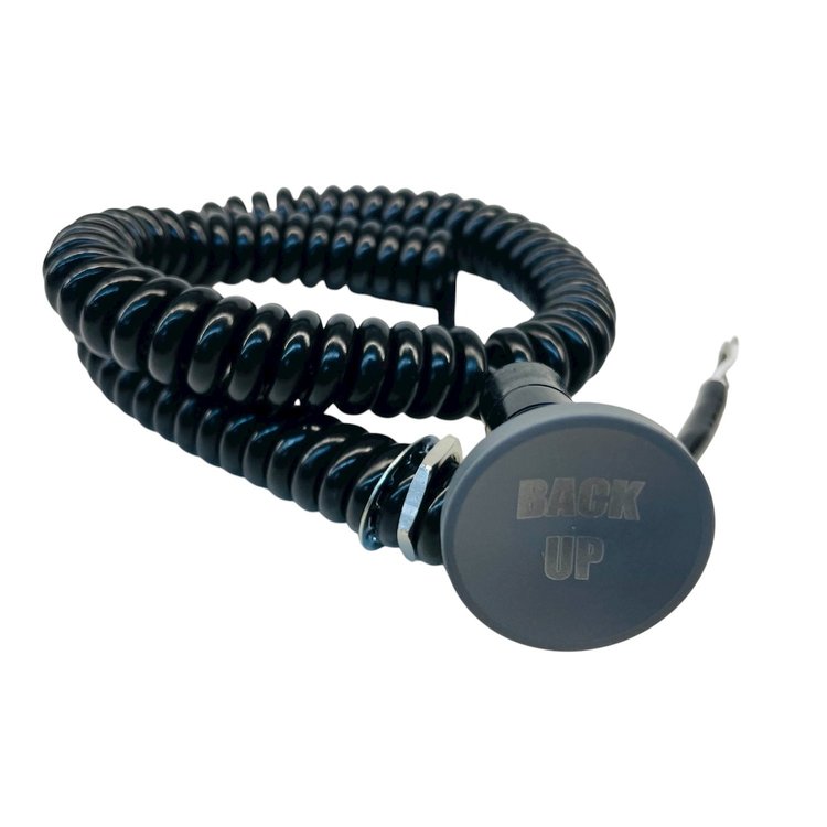 3109-CGRY-RV Shredder Reverse Button [Grey Engraved, Billet Aluminum, Concave, Momentary, Push Button Switch, Corded]