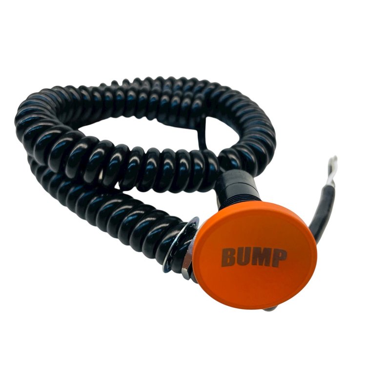 3109-CORG-BB Shredder Bump Box Button [Orange Engraved, Billet Aluminum, Concave, Momentary, Push Button Switch, Corded]
