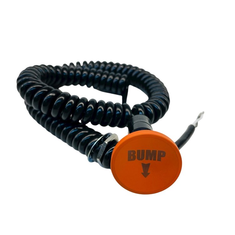 3109-CORG-BD Shredder Bump Down Button [Orange Engraved, Billet Aluminum, Concave, Momentary, Push Button Switch, Corded]