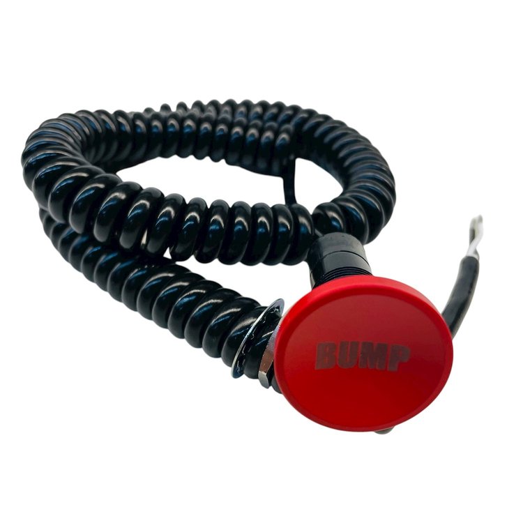 3109-CRED-BB Shredder Bump Box Button [Red Engraved, Billet Aluminum, Concave, Momentary, Push Button Switch, Corded]