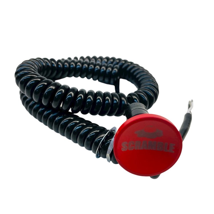 3109-CRED-SB Shredder Scramble Boost Button [Red Engraved, Billet Aluminum, Concave, Momentary, Push Button Switch, Corded]