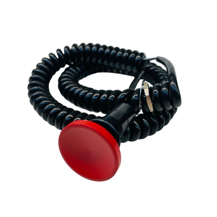 3109-CRED Shredder Transbrake Button [Red, Billet Aluminum, Concave, Head, Momentary, Push Button Switch, Corded]