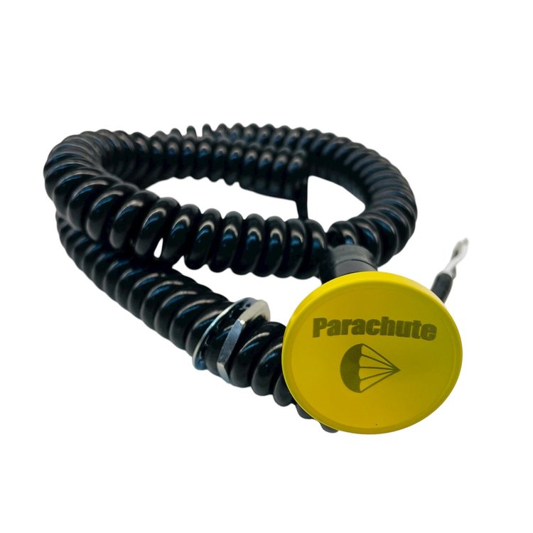 3109-CYEL-PR Shredder Parachute Button [Yellow Engraved, Billet Aluminum, Concave, Momentary, Push Button Switch, Corded]