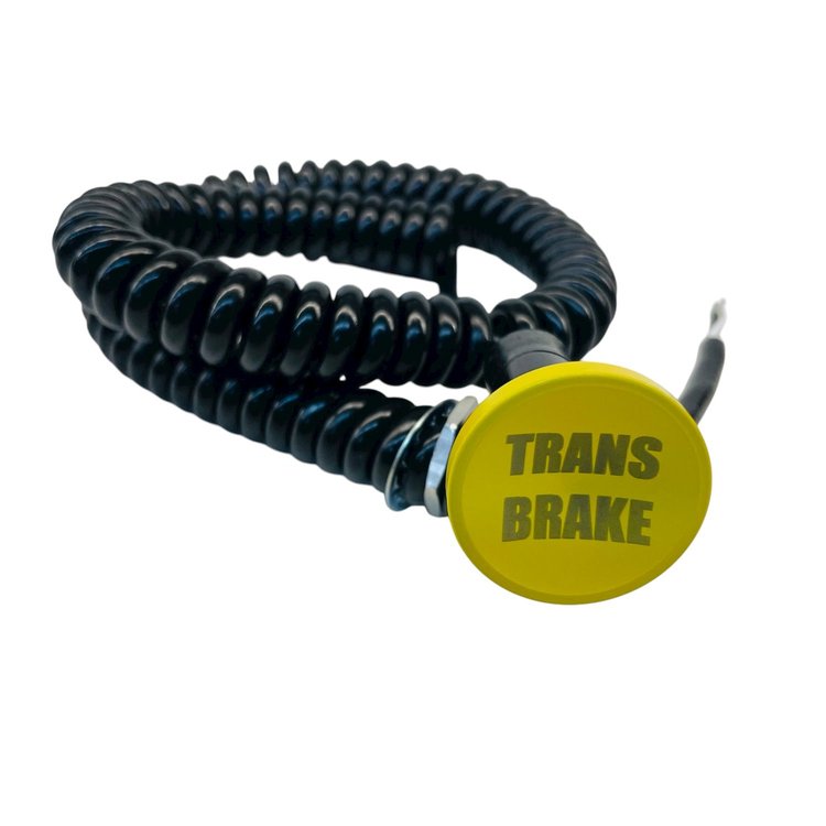 3109-CYEL-TB Shredder Transbrake Button [Yellow Engraved, Billet Aluminum, Concave, Momentary, Push Button Switch, Corded]