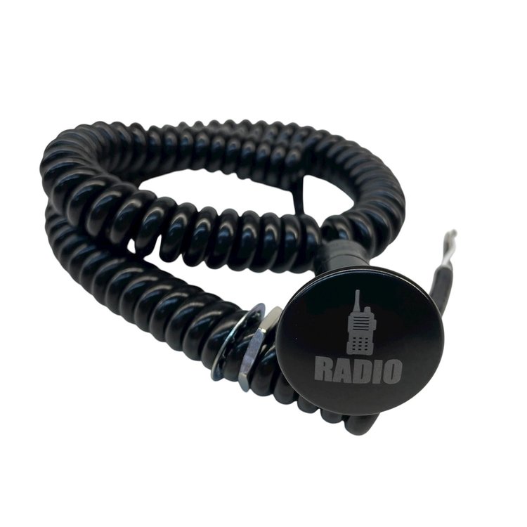 3109-MBLK-RR Shredder Racing Radio Button [Black Engraved, Billet Aluminum, Mushroom, Momentary, Push Button Switch, Corded]
