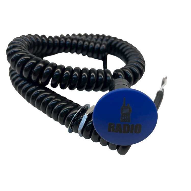 3109-MBLU-RR Shredder Racing Radio Button [Blue Engraved, Billet Aluminum, Mushroom, Momentary, Push Button Switch, Corded]