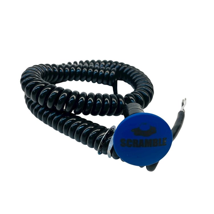 3109-MBLU-SB Shredder Scramble Boost Button [Blue Engraved, Billet Aluminum, Mushroom, Momentary, Push Button Switch, Corded]