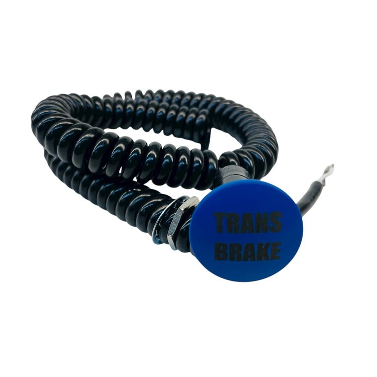 3109-MBLU-TB Shredder Transbrake Button [Blue Engraved, Billet Aluminum, Mushroom, Momentary, Push Button Switch, Corded]