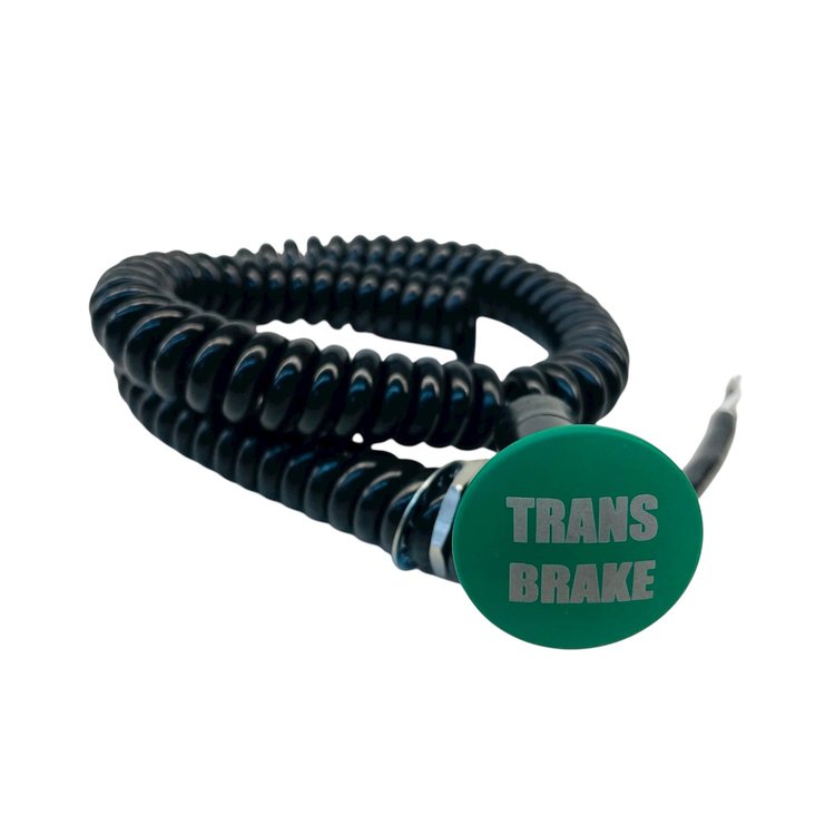 3109-MGRN-TB Shredder Transbrake Button [Green Engraved, Billet Aluminum, Mushroom, Momentary, Push Button Switch, Corded]