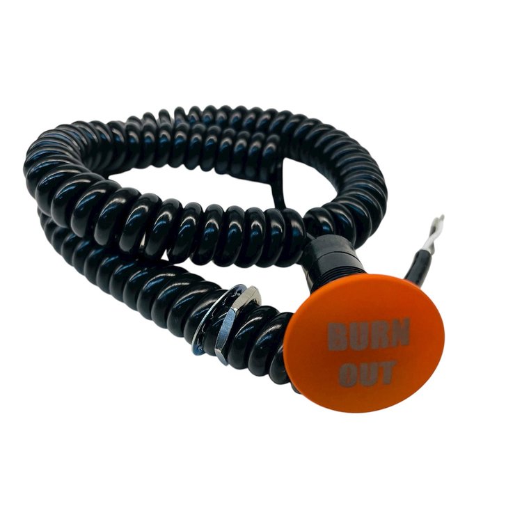 3109-MORG-BO Shredder Burnout Button [Orange Engraved, Billet Aluminum, Mushroom, Momentary, Push Button Switch, Corded]