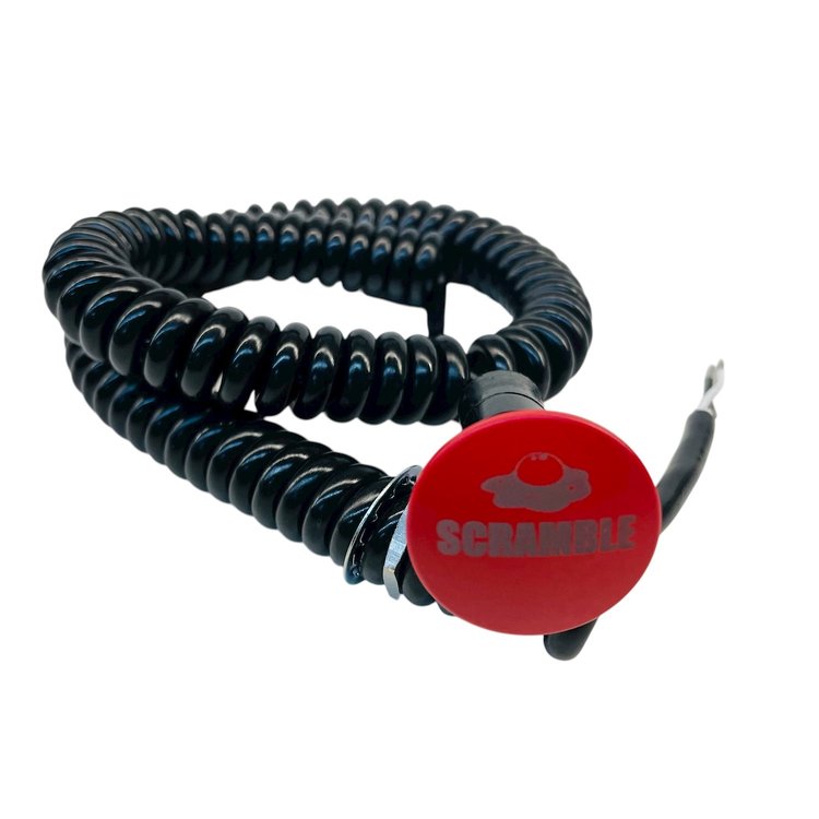 3109-MRED-SB Shredder Scramble Boost Button [Red Engraved, Billet Aluminum, Mushroom, Momentary, Push Button Switch, Corded]