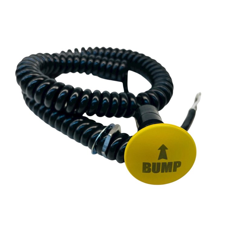3109-MYEL-BU Shredder Bump Up Button [Yellow Engraved, Billet Aluminum, Mushroom, Momentary, Push Button Switch, Corded]